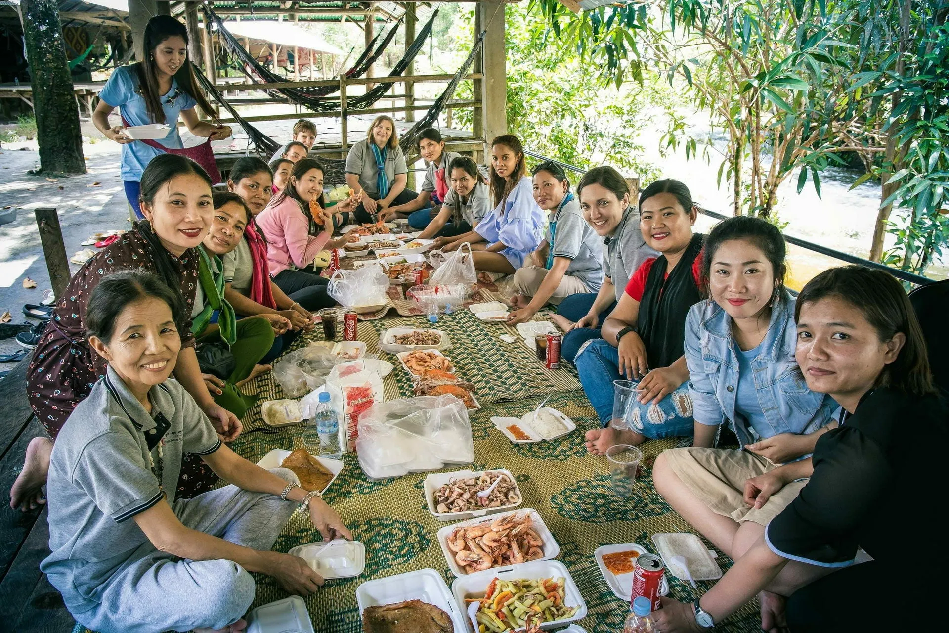 CIF Staff share a meal together in Sihanoukville